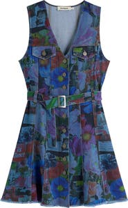 Desigual Floral Print Denim Minidress