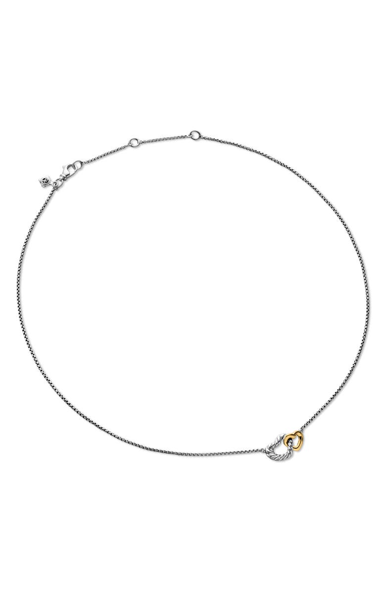 David Yurman Cable Collectibles<sup>®</sup> Interlocking Heart Necklace, Alternate, color, Silver