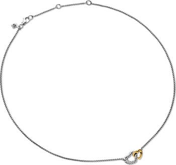 贈り物に＊DAVID YURMAN Interlocking Heart Pendant Necklace David Yurman Sterling Silver & Gold Double Heart