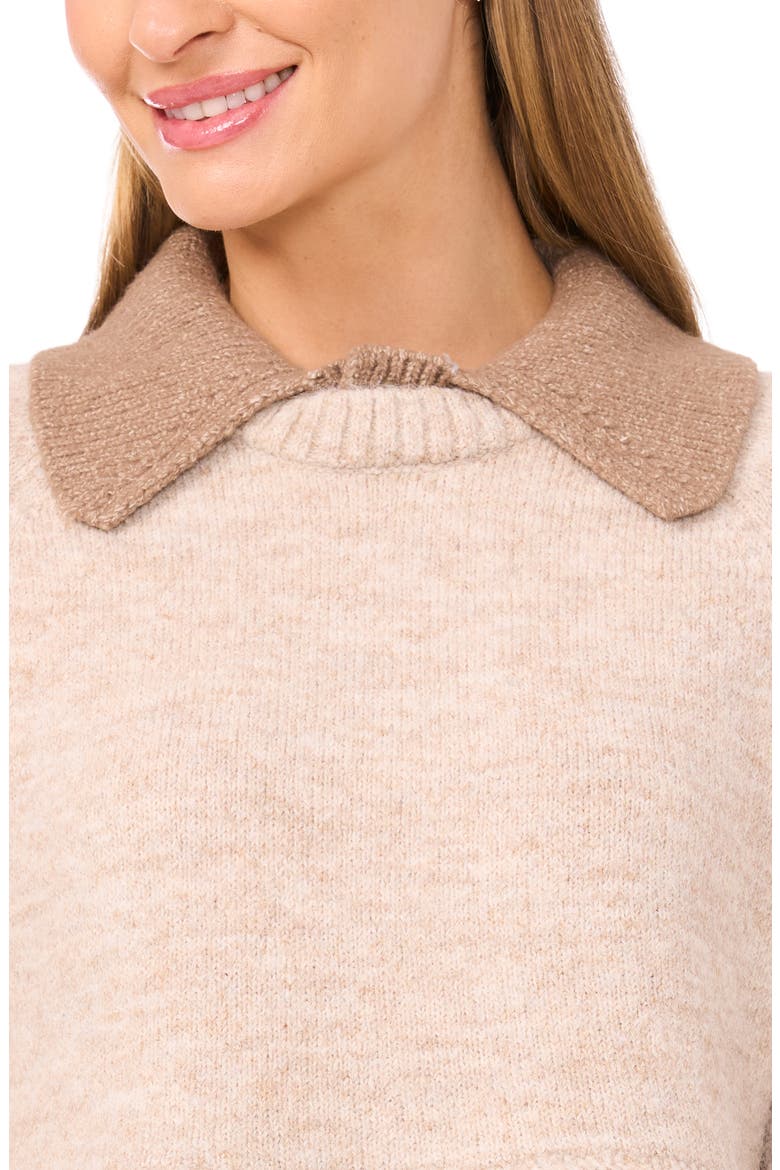 Collar Peplum Sweater, Alternate, color, OATMEAL