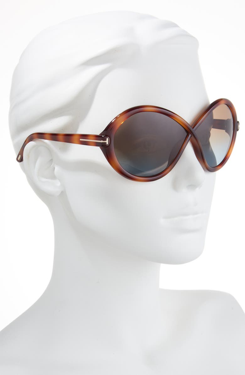 TOM FORD 68mm Gradient Butterfly Sunglasses, Alternate, color, Blonde Havana / Gradient Brown