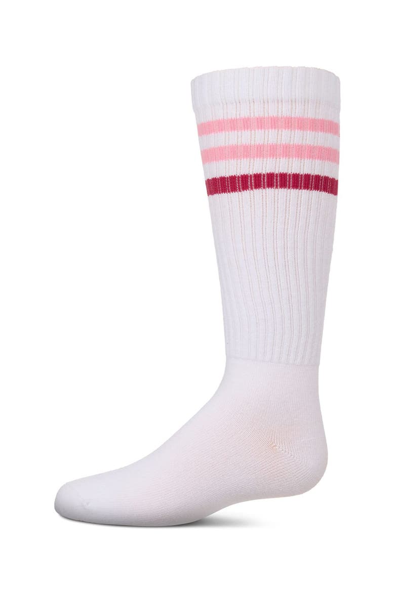 TwoTone Varsity Stripe Knee High Socks, Main, color, Pink