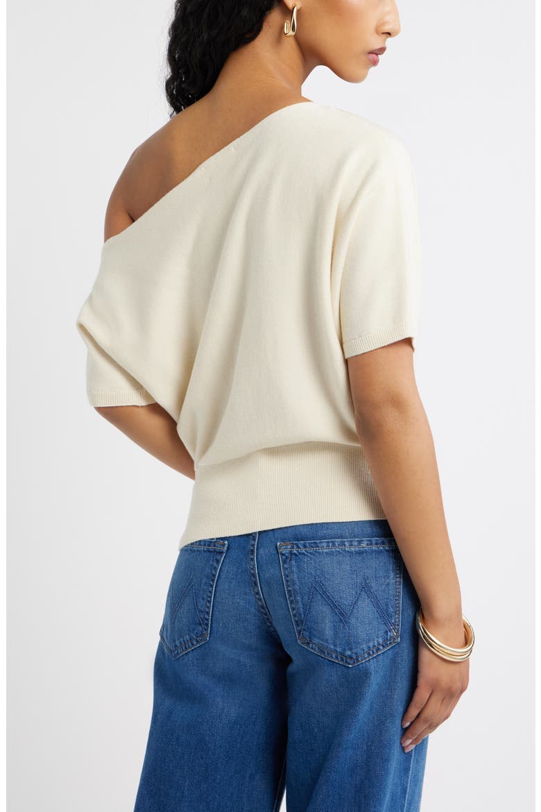 One-Shoulder Short Sleeve Sweater, Alternate, color, IVORY DOVE