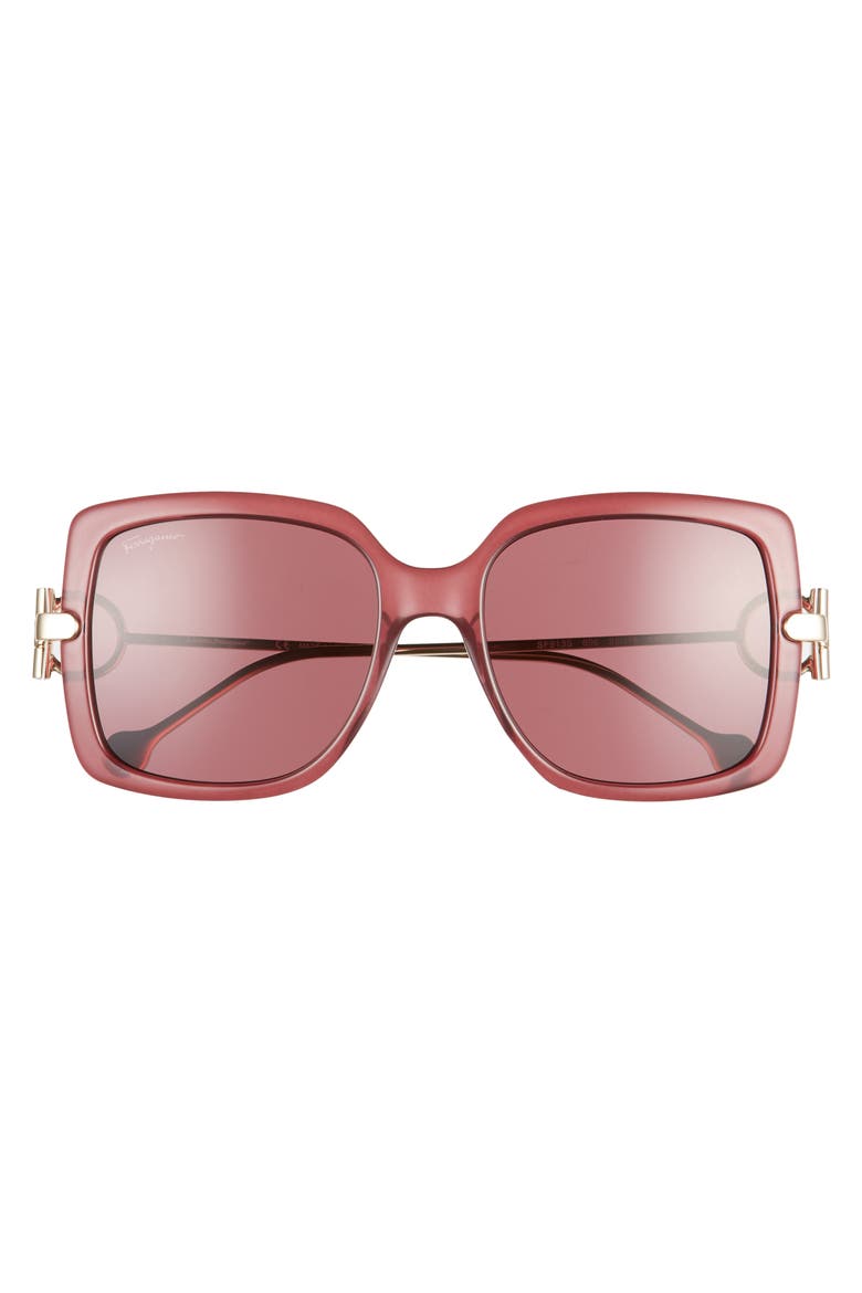 Salvatore Ferragamo Gancio 55mm Square Sunglasses, Alternate, color, WINE
