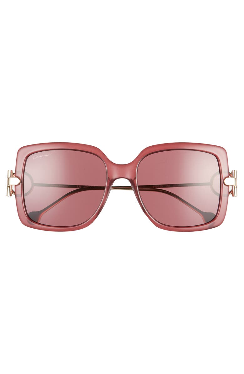 FERRAGAMO Salvatore Ferragamo Gancio 55mm Square Sunglasses, Alternate, color, Wine