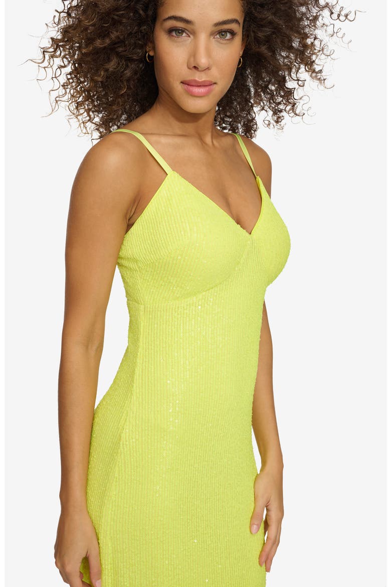 Sequin Mesh Sheath Dress, Alternate, color, CITRON