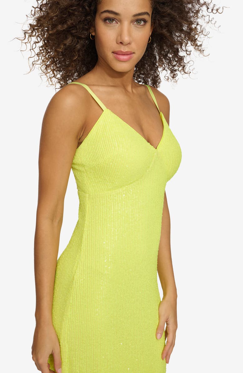 Siena Sequin Mesh Sheath Dress, Alternate, color, Citron