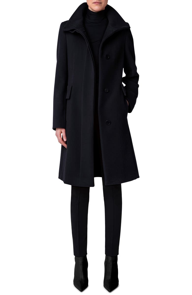 Akris punto Stand Collar Wool Blend Coat, Alternate, color, 