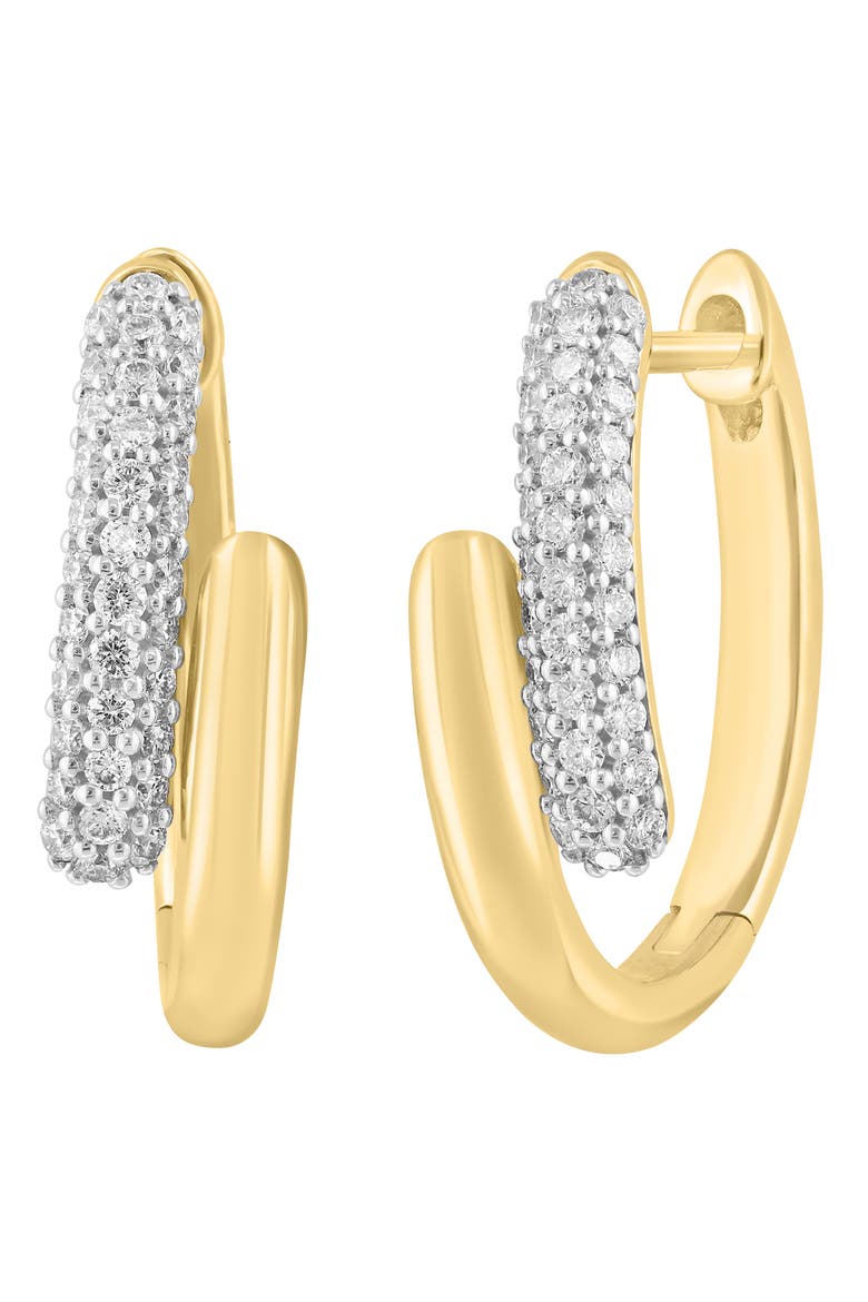 14K Gold Plated Sterling Silver Lab Grown Diamond Huggie Hoop Earrings, Main, color, GOLD