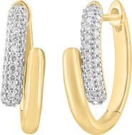 EFFY 14K Gold Plated Sterling Silver Lab Grown Diamond Huggie Hoop Earrings