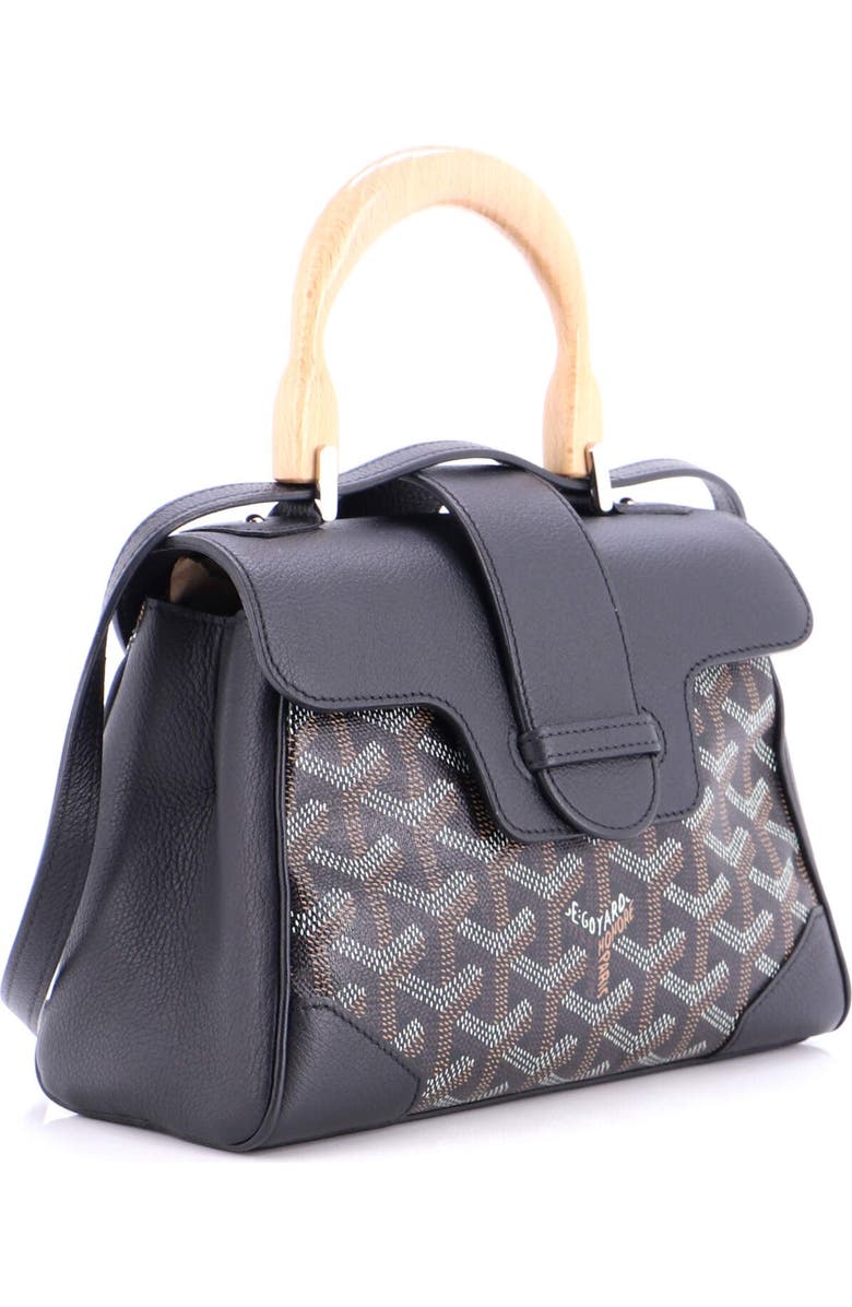 Pre-Owned Goyard Saigon Top Handle Bag Coated Canvas with Leather Mini, Alternate, color, Black