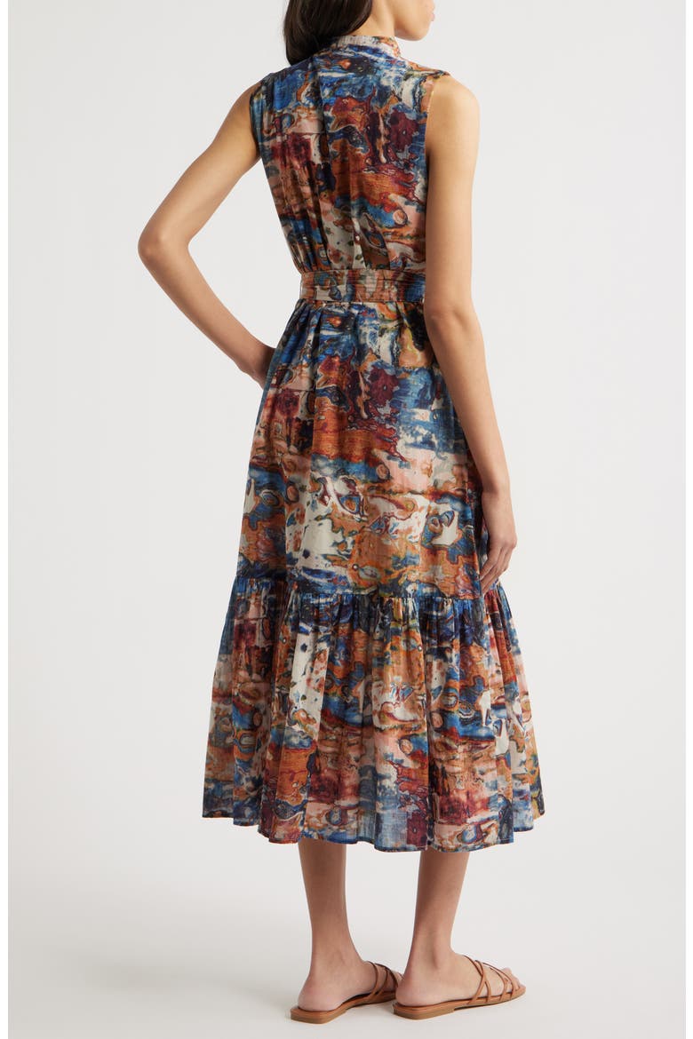 Izora Abstract Print Organic Cotton Midi Shirtdress, Alternate, color, MURANO PRINT