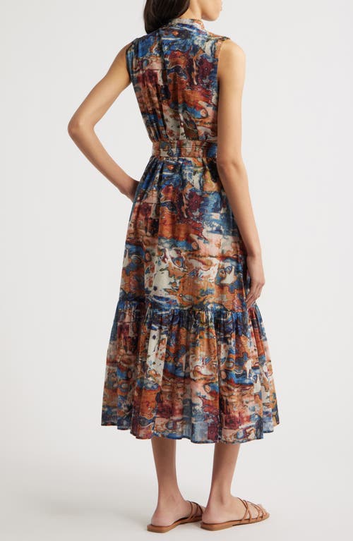 Cleobella Izora Abstract Print Organic Cotton Midi Shirtdress In Murano Print