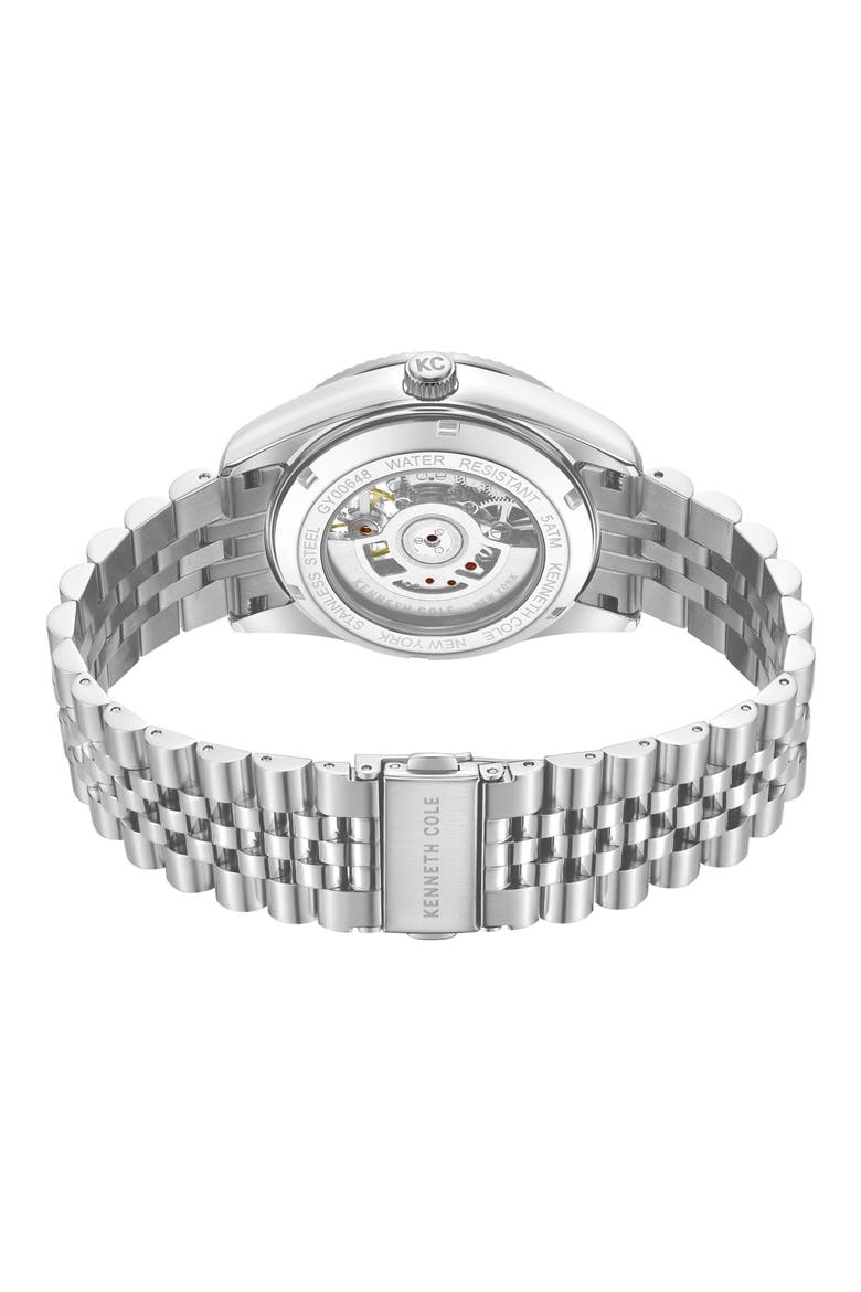 Open Heart Automatic Bracelet Watch, 43mm, Alternate, color, SILVER