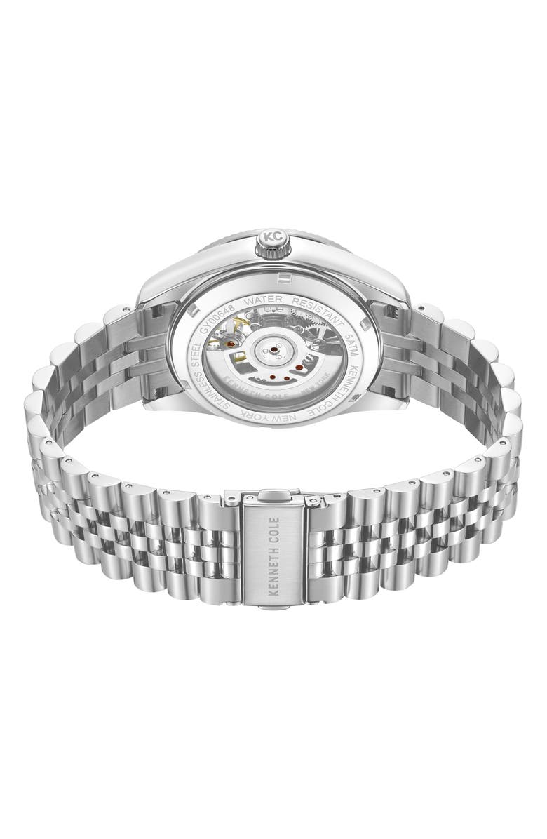 Kenneth Cole New York Open Heart Automatic Bracelet Watch, 43mm, Alternate, color, Silver