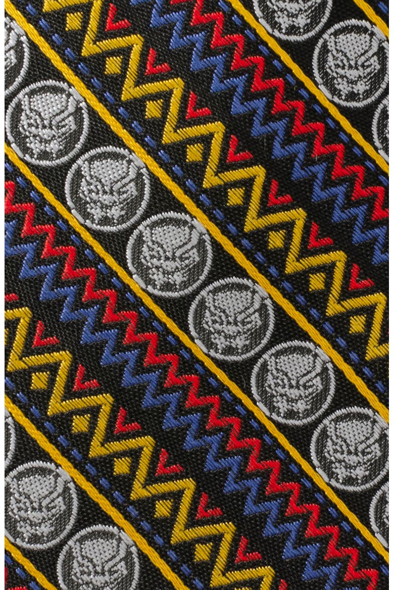 Black Panther Stripe Silk Blend Tie, Alternate, color, BLACK