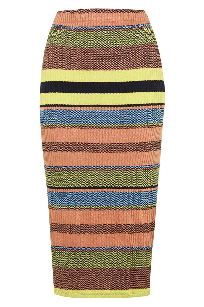 Chevron Stripe Ribbed Skirt, Alternate, color, GREEN MULTI