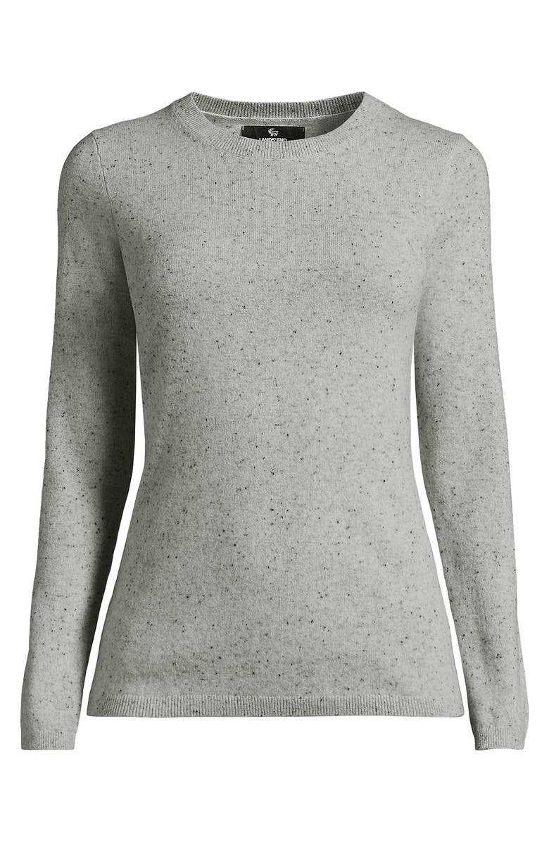 Lands' End Plus Size Cashmere Sweater, Alternate, color, Gray/Black Donegal