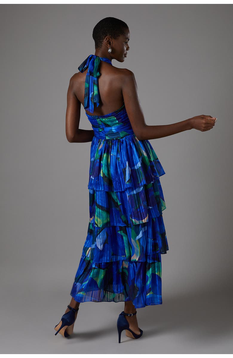 Coast Tiered Halter Tie Neck Maxi Dress, Alternate, color, Blue