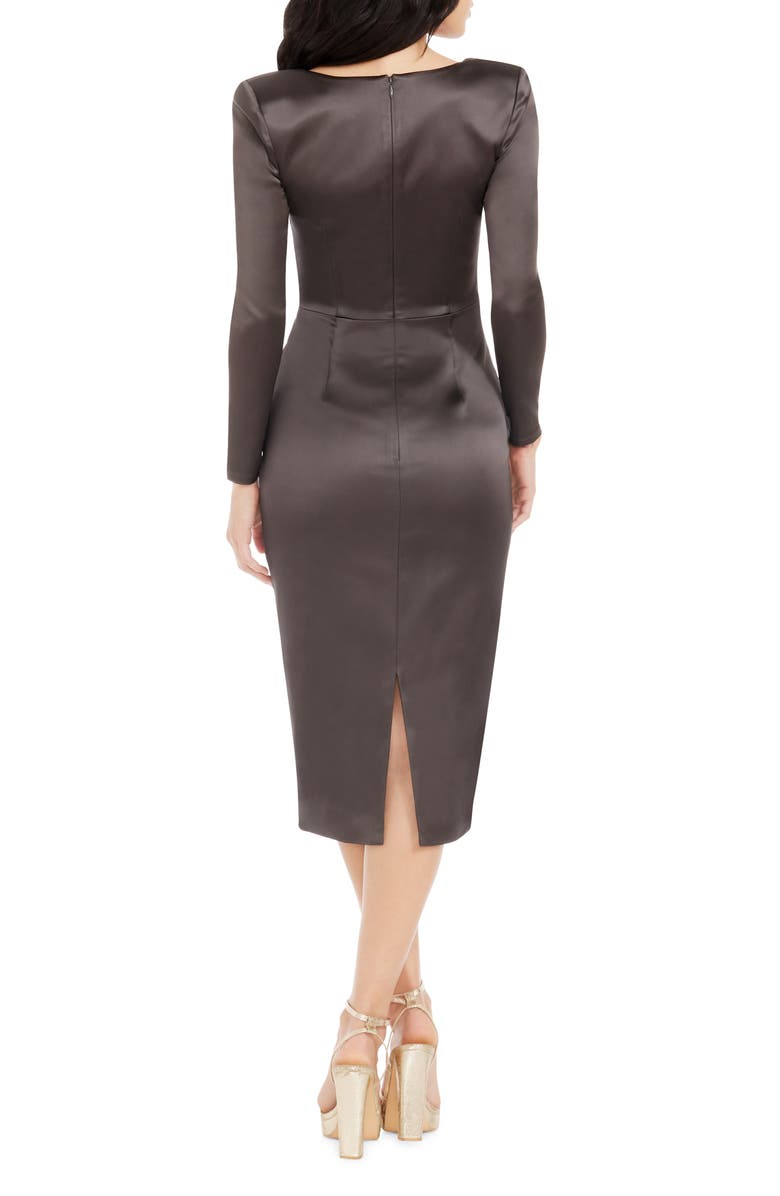 Dress the Population Pamela Long Sleeve Satin Cocktail Dress, Alternate, color, 