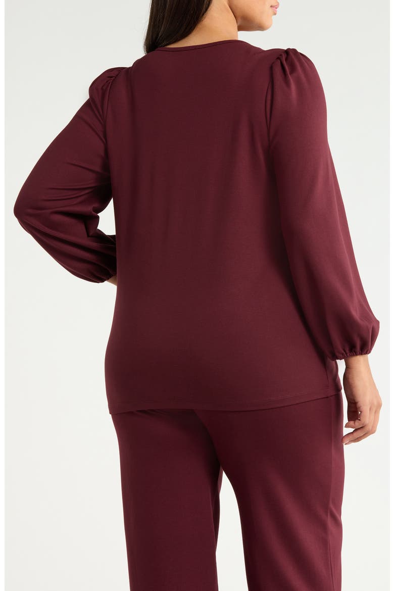 Puffed Sleeve Knit Top, Alternate, color, BAROLO