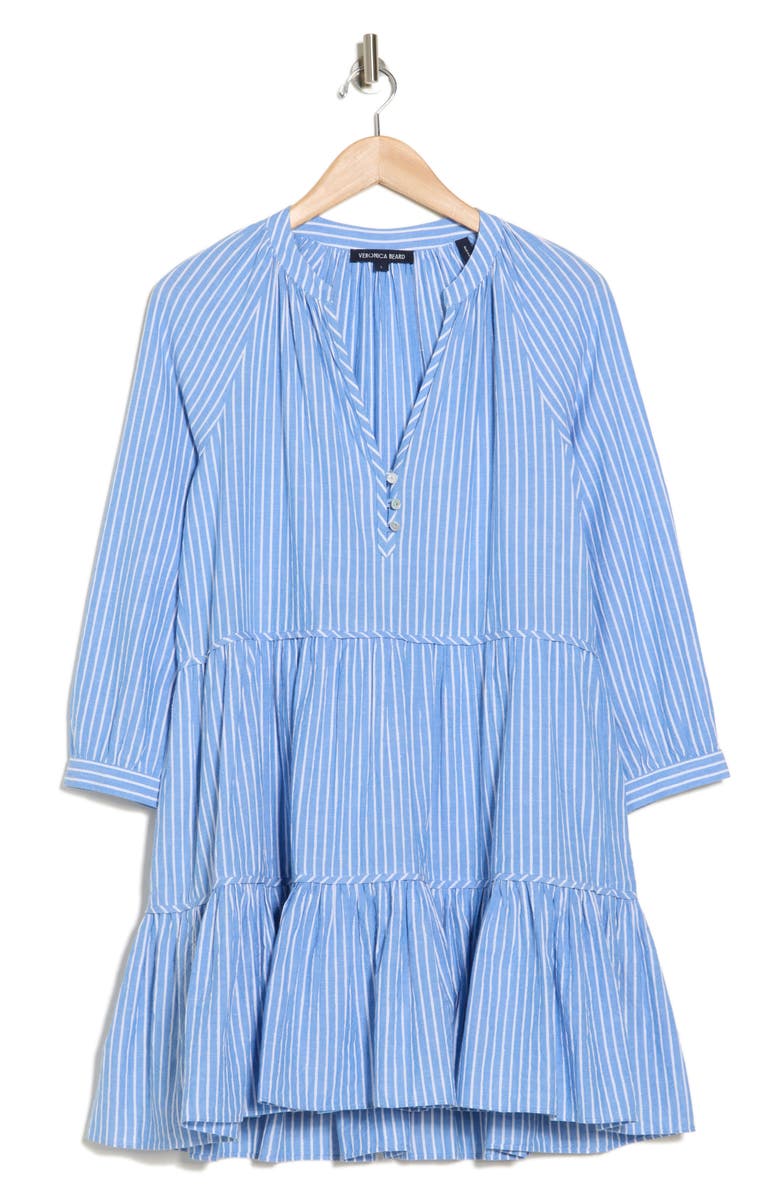 Veronica Beard Bassano Stripe V-Neck Minidress, Alternate, color, 