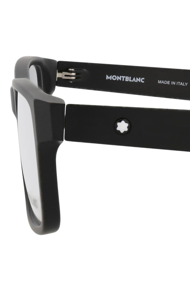 Montblanc 56mm Rectangular Optical Glasses, Alternate, color, Black Transparent