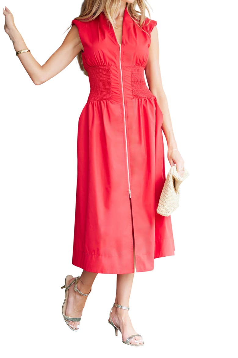 Skye Zip Front Dress, Main, color, Cherry