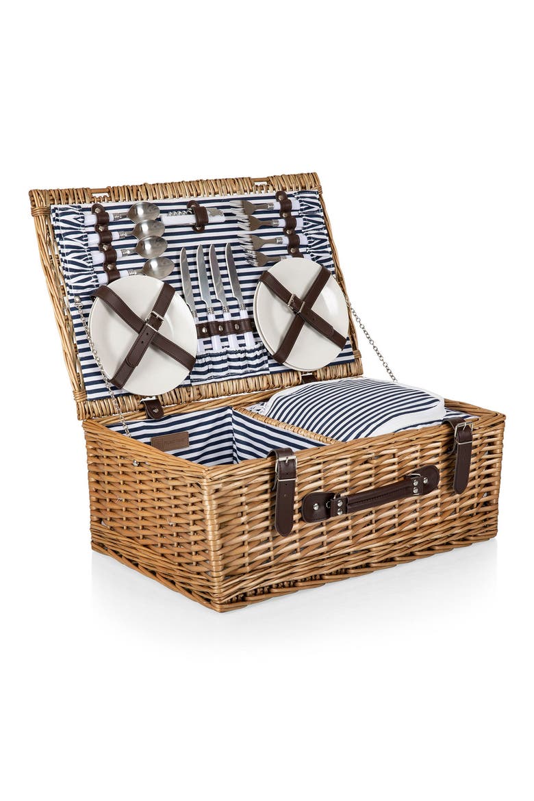 Belmont Picnic Basket, Alternate, color, NAVY BLUE/WHITE STRIPE