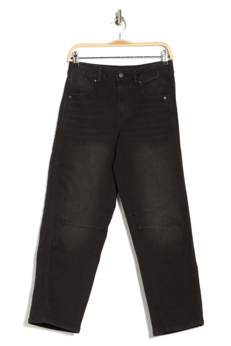Raw Hem Barrel Leg Jeans, Alternate, color, WASHED BLACK