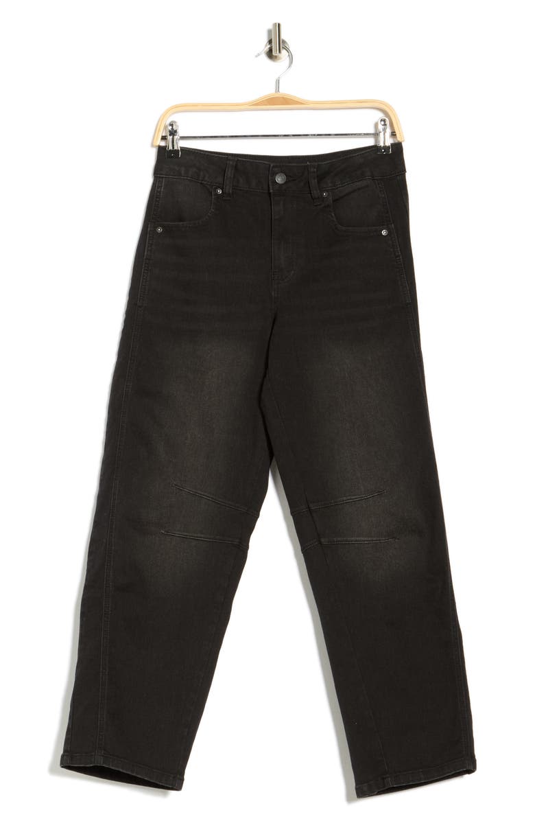 Vigoss Raw Hem Barrel Leg Jeans, Alternate, color, Washed Black