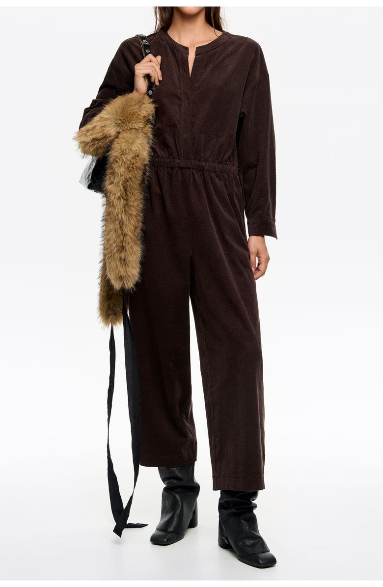 Bimba y Lola Adjustable Waist Jumpsuit, Alternate, color, Dark Brown