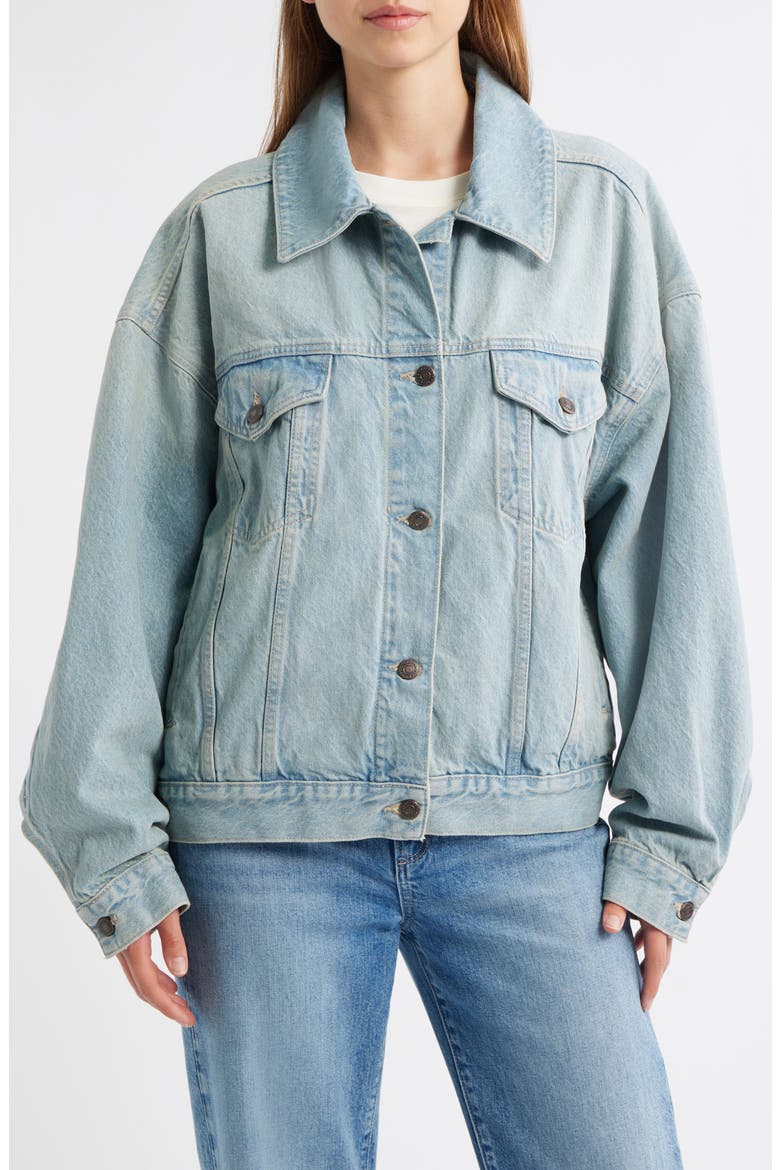 Oversize Balloon Sleeve Denim Jacket, Alternate, color, LIGHT BLUE