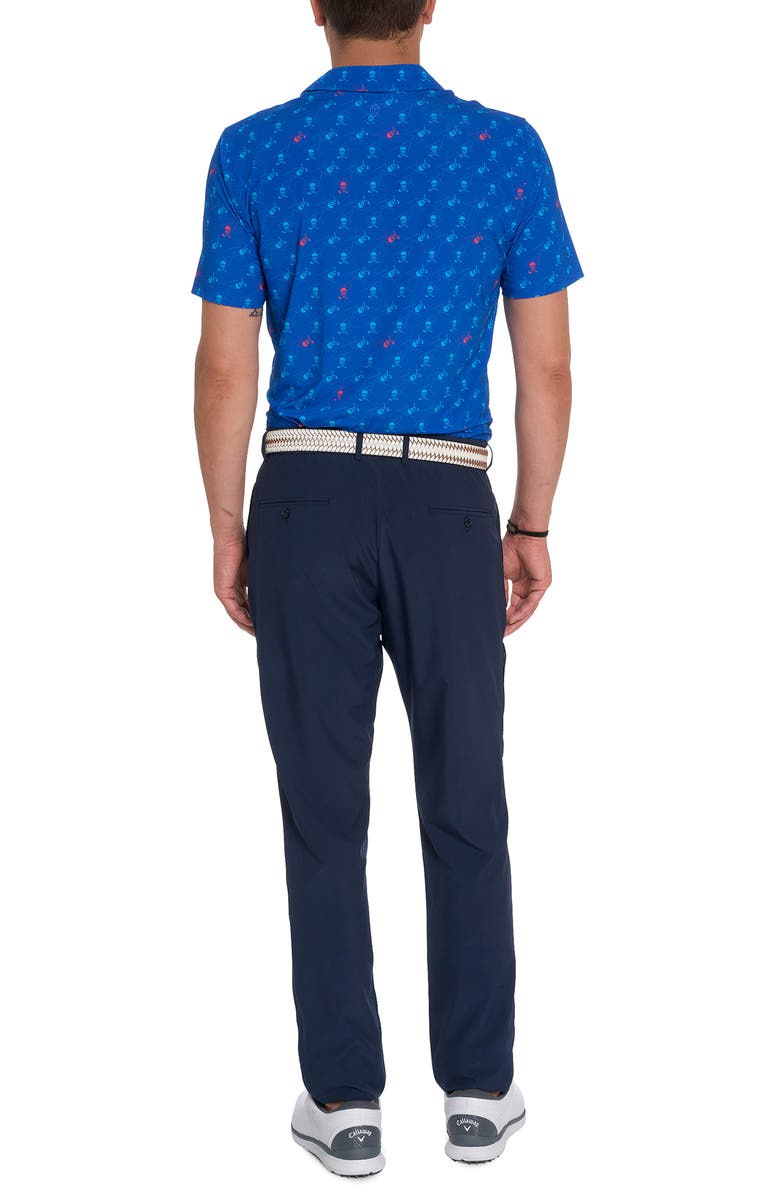 Robert Graham Stinger Skull Print Short Sleeve Performance Golf Polo, Alternate, color, Cobalt