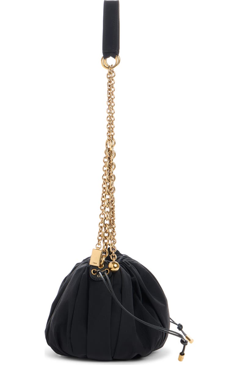Chloé Pleated Drawstring Crossbody Bag, Alternate, color, Black