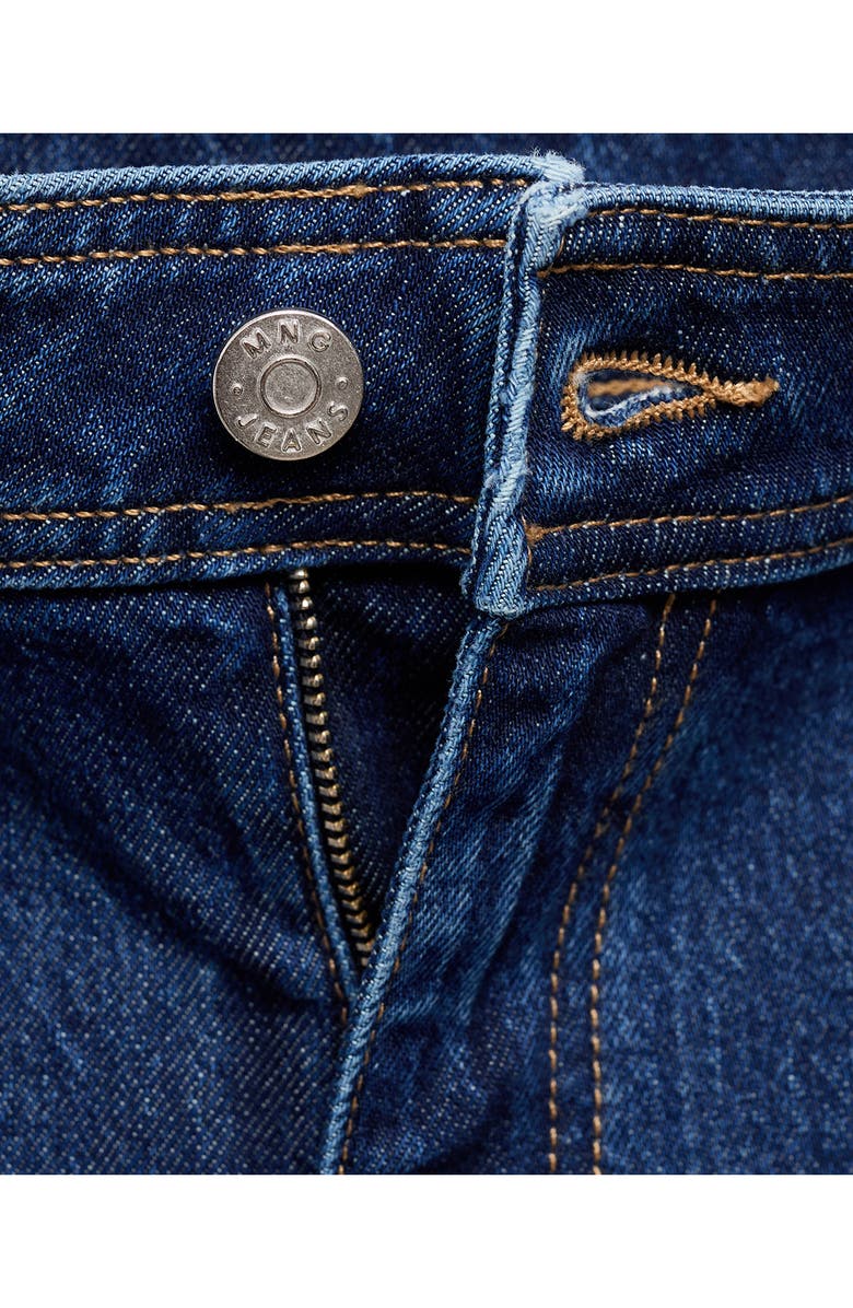 MANGO Catherin Raw Hem High Waist Wide Leg Culotte Jeans, Alternate, color, Dark Blue