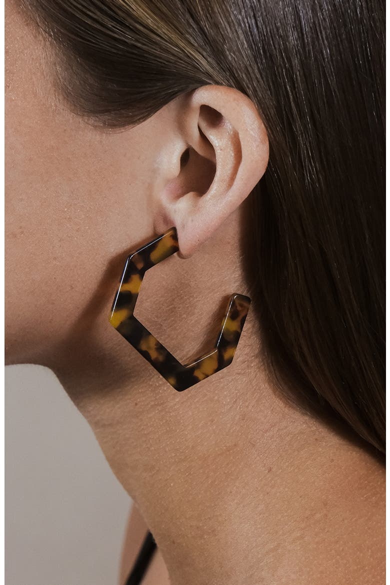 Open Geometric Hoop Earrings, Alternate, color, TORTOISE