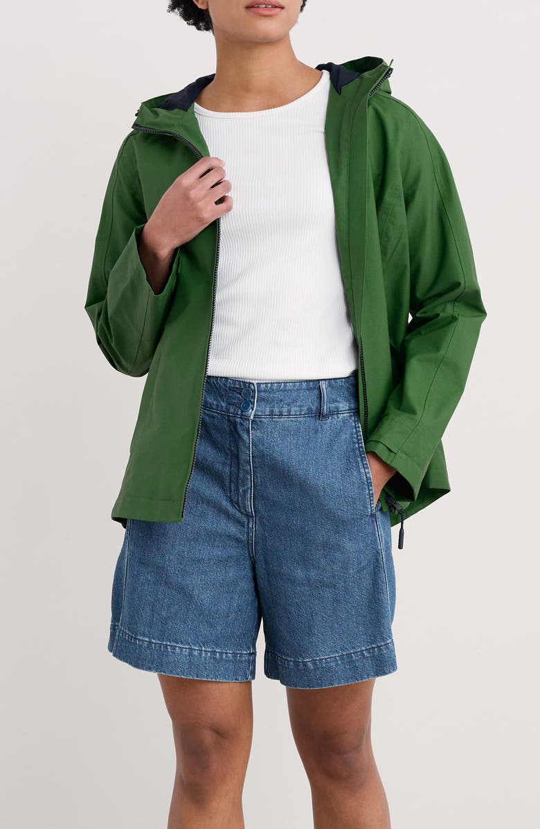 Seasalt Cornwall Waterway Hooded Waterproof Jacket, Main, color, Forest Green