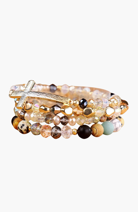 Healing Cross 4 Stack Bracelet Set