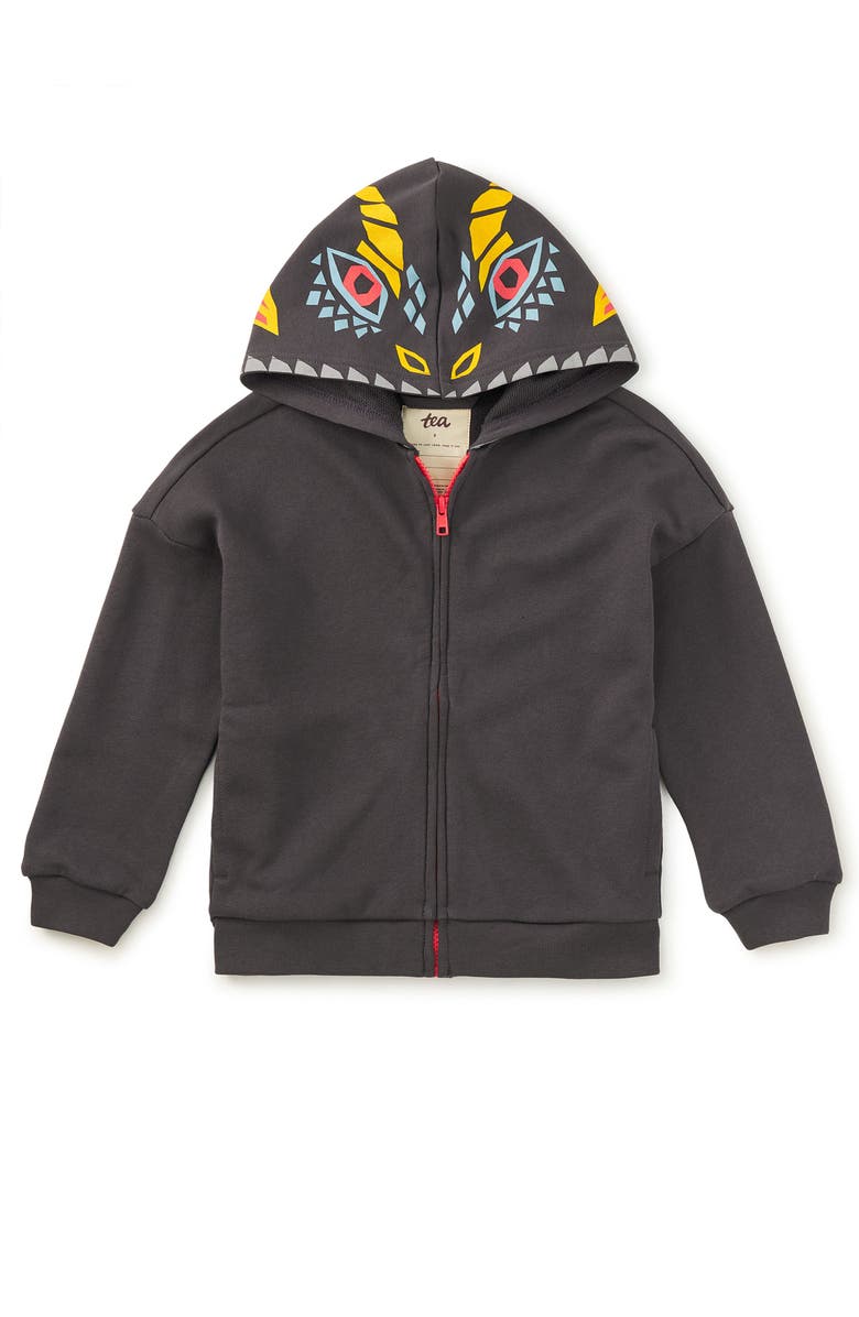 Tea Collection Dragon Hood Easy Fit Hoodie, Alternate, color, Pepper