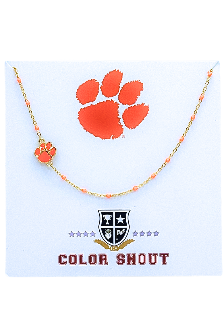 Clemson University Side Necklace, Main, color, Yellow Gold