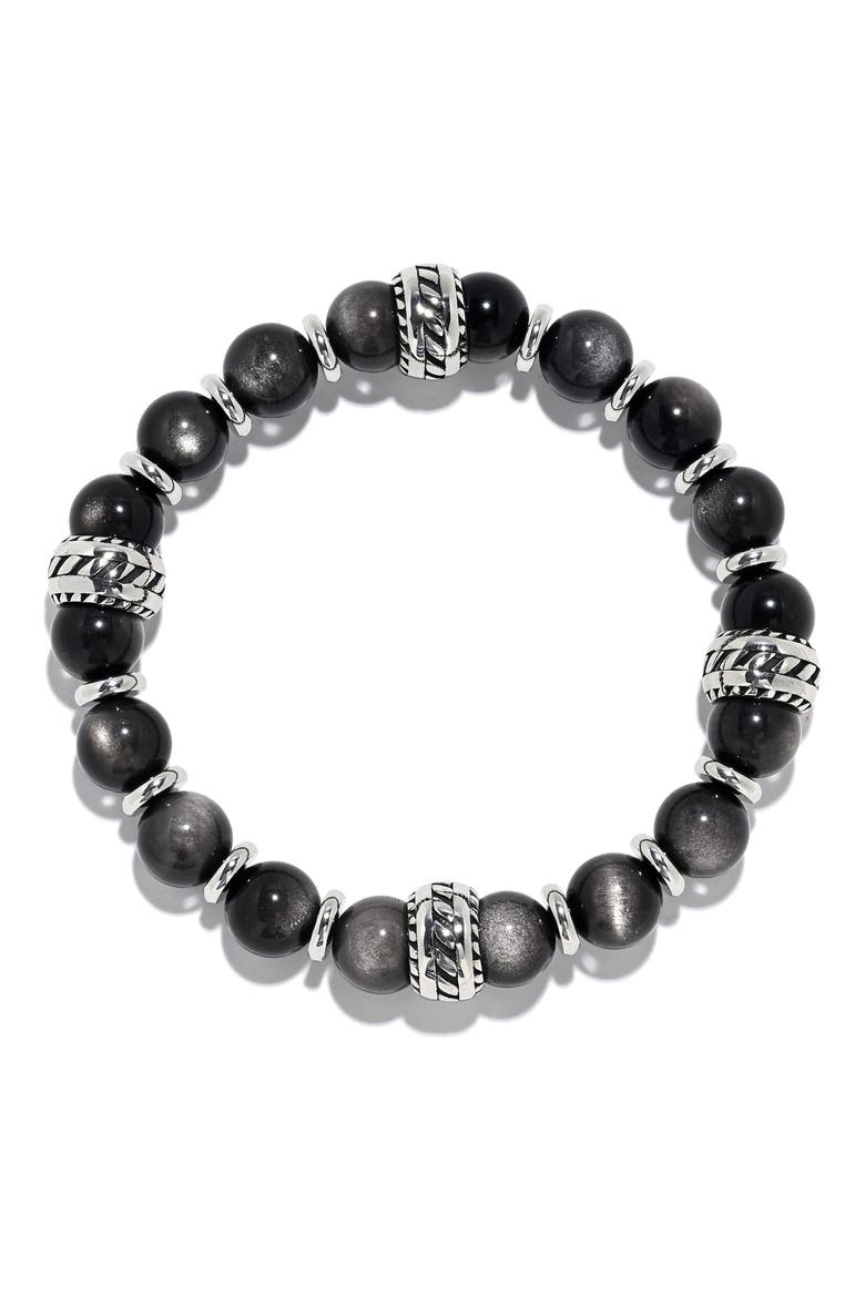 Daniel Stretch Bracelet with Silvertone Spacers, Alternate, color, SILVER