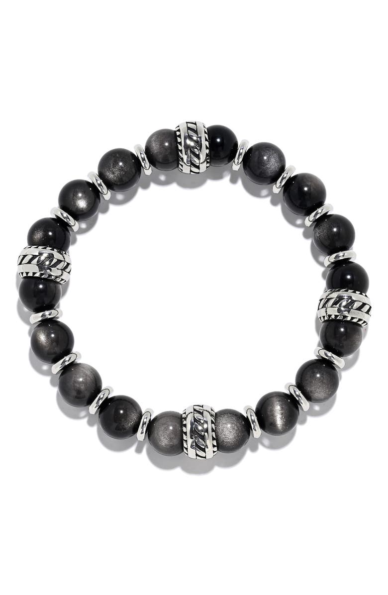 EYE CANDY LOS ANGELES Daniel Stretch Bracelet with Silvertone Spacers, Alternate, color, Silver