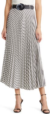 NIKKI LUND Brit Print Pleated Maxi Skirt