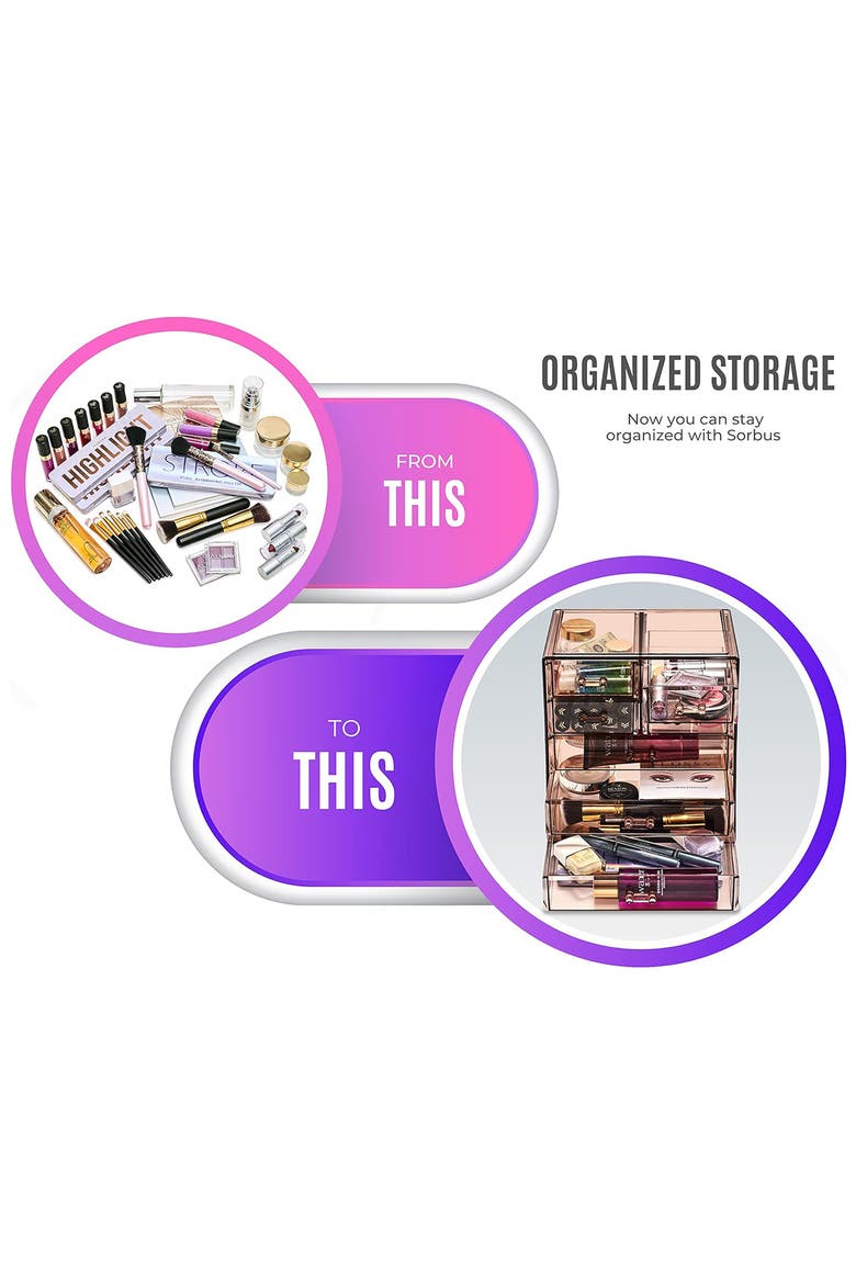 7-Drawer Makeup and Jewelry Storage Case, Alternate, color, BROWN