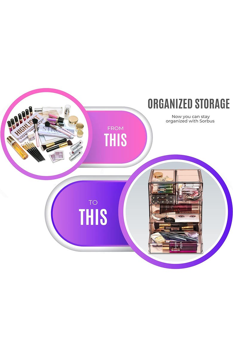 SORBUS 7-Drawer Makeup and Jewelry Storage Case, Alternate, color, Brown