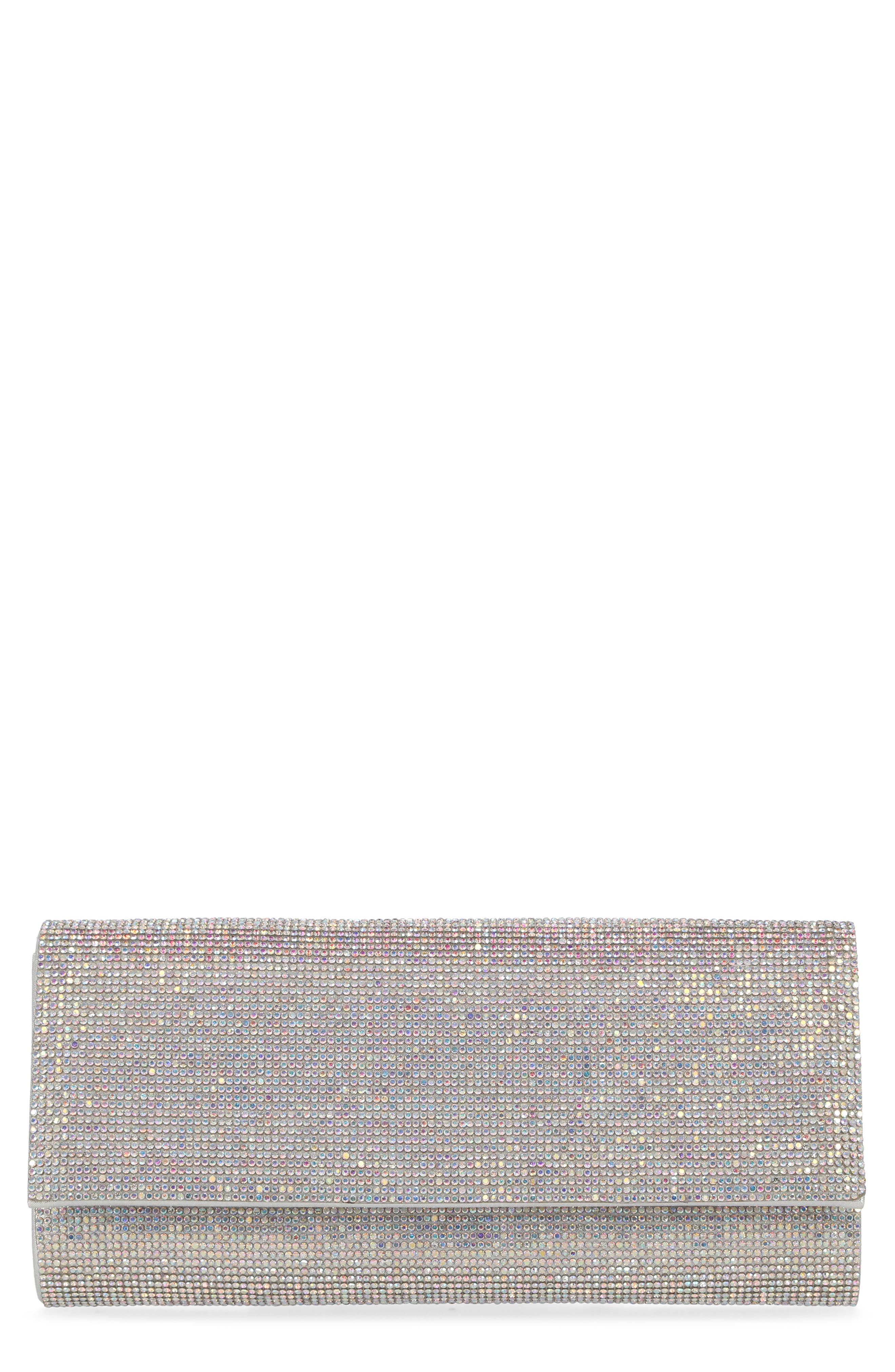 Jessica McClintock Cherrie Ombré Rhinestone Clutch, Main, color, 