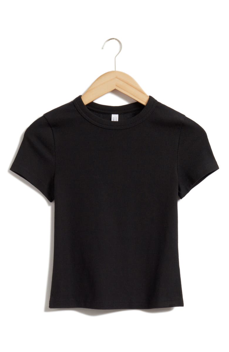& Other Stories Ribbed Cropped T-Shirt, Main, color, 