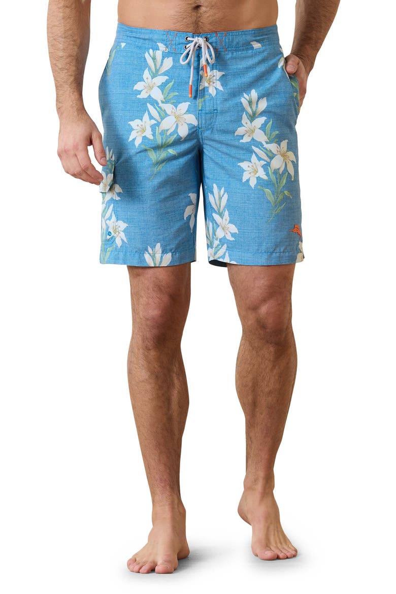 Baja Open Water Blooms Swim Trunks, Main, color, BLUE ALLURE