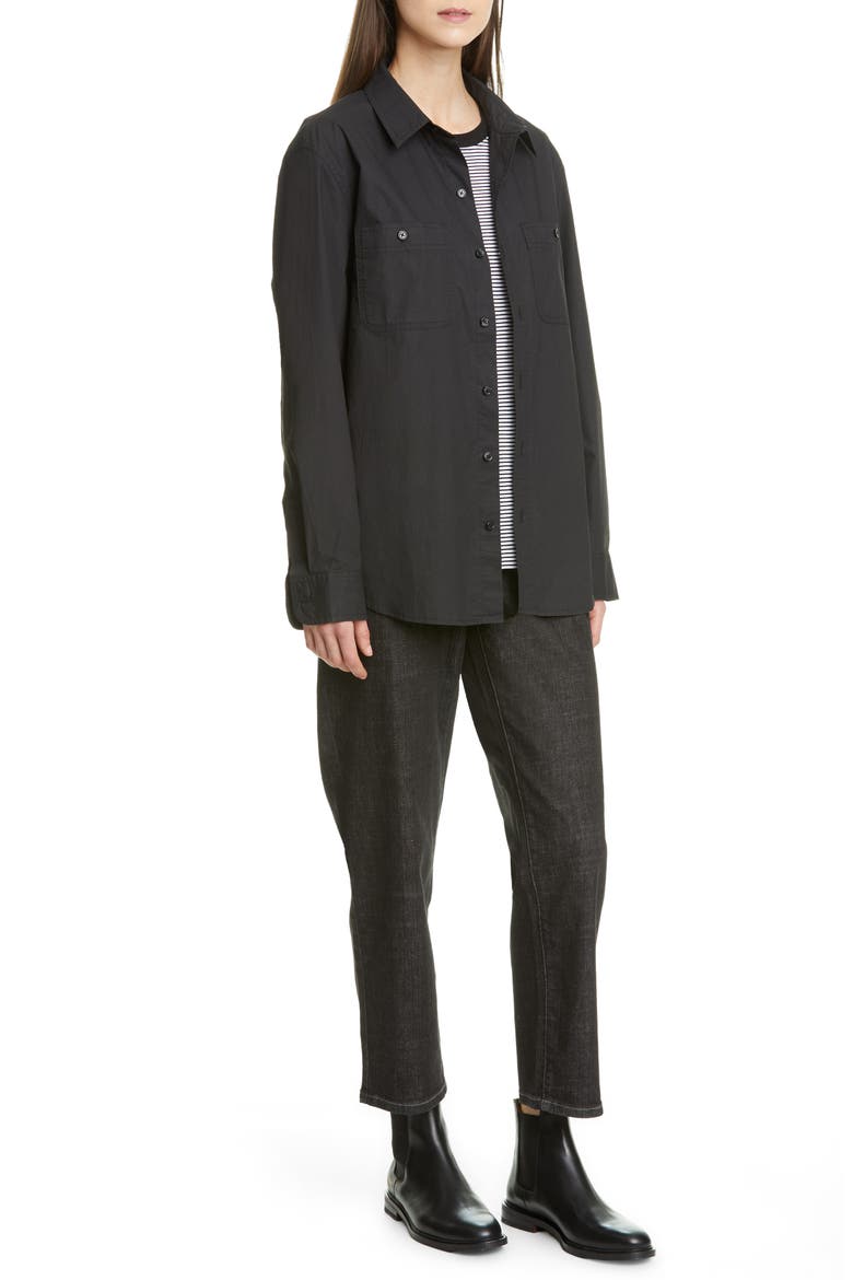 Organic Cotton Poplin Button-Up Shirt (Nordstrom Exclusive), Alternate, color, BLACK